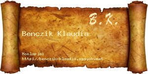 Benczik Klaudia névjegykártya